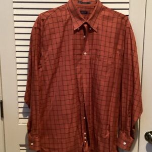 Men's Rust Checkered Button Down Shirt